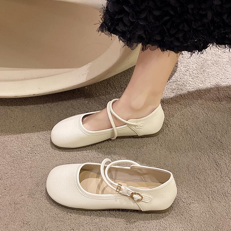 Fashion Round Toe Summer Shoes Ladies White Sneakers Elegant Shallow Mouth Female Footwear Soft 2024 Grandma Dress New Casual Flat Buckl