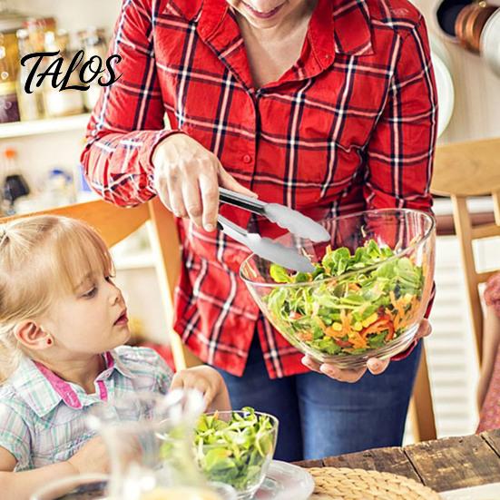 Talos Kitchen Tongs with Anti-Slip Handle And Silicone Scalloped Edges, Stainless Steel Locking Food Clips for Grilling BBQ Salad, Dishwasher