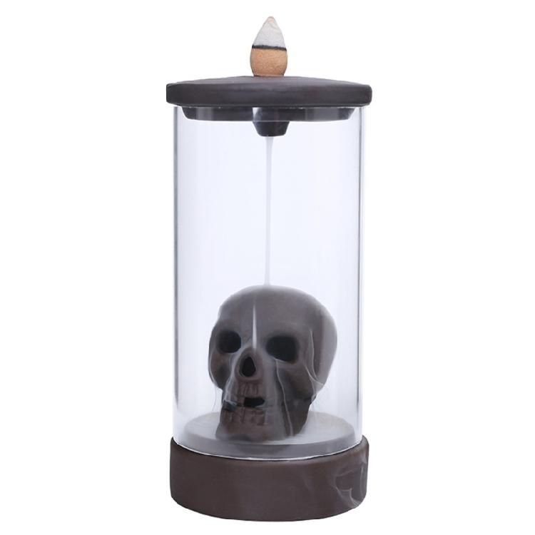 Windproof Lampshade LED Skull Ceramics Incenses Burners Waterfall Backflow Incenses Cones Holders for Home Decoration