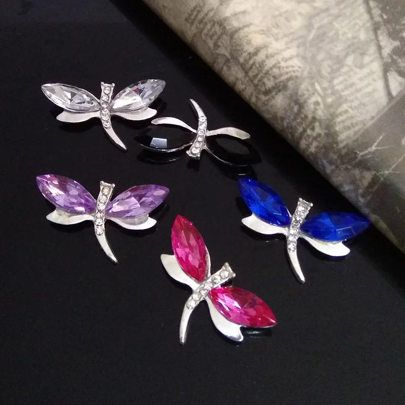 Engood 100Pcs Dragonfly Acryl Rhinestone Buttons Sewing Trim & Embellishments Craft Wedding DIY Buckles Hair Accessories