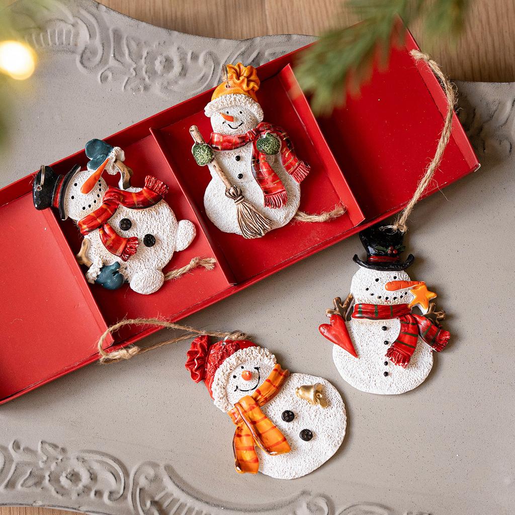Miniature Resin Santa/Snowman Figures for Dollhouse Decorations Waterproof Holiday Ornaments with Realistic Color