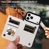 For iPhone 17 Pro Max Case Card Bag Kickstand Leather Coated TPU Phone Cover with Wrist Strap