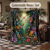 Birds Theme Throw Blanket Custom Name Text Personalized Blanket Soft Cozy Blanket for Home Sofa Bed