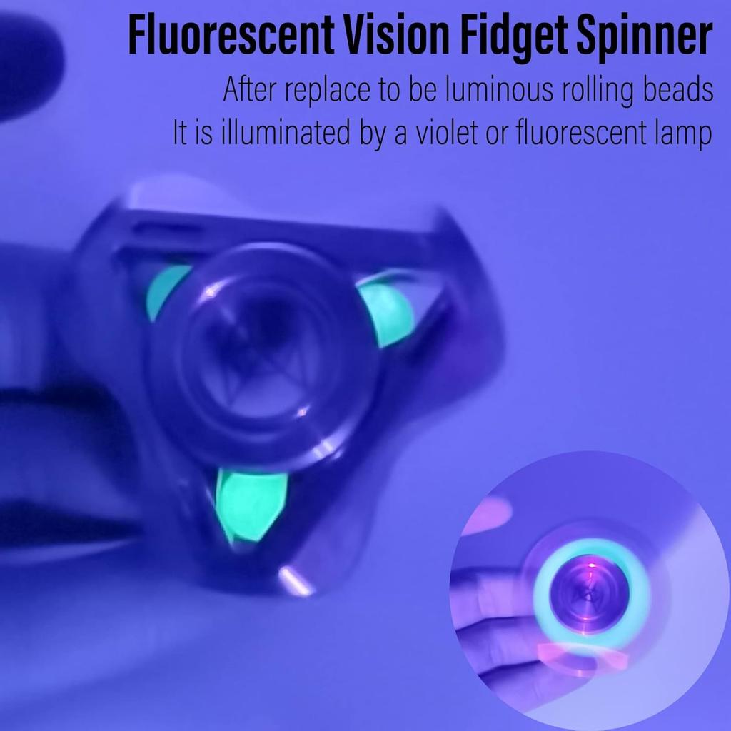 Fox Tri 1.8'' Fidget Spinner with Steel Beads, Luminous Metal Spinners Toy, Premium Bearing 2~4Min, Autism Sensory ADHD Anxiety Focus Meditation