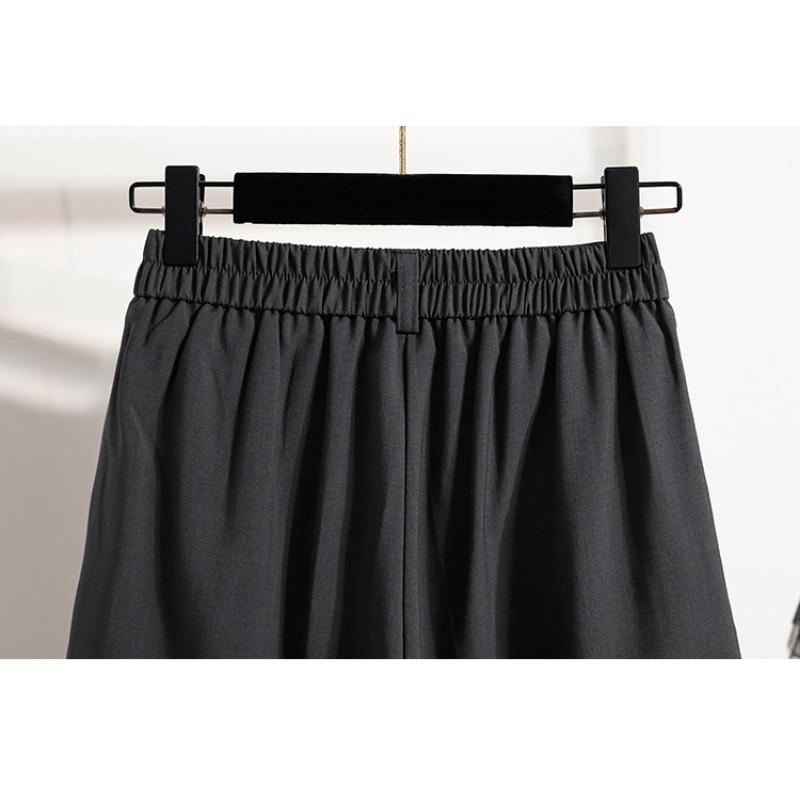 DIMANAF 2025 Plus Size Shorts Women Solid Loose High Waist Casual Short Pants Basic Summer New Wide Leg Pants