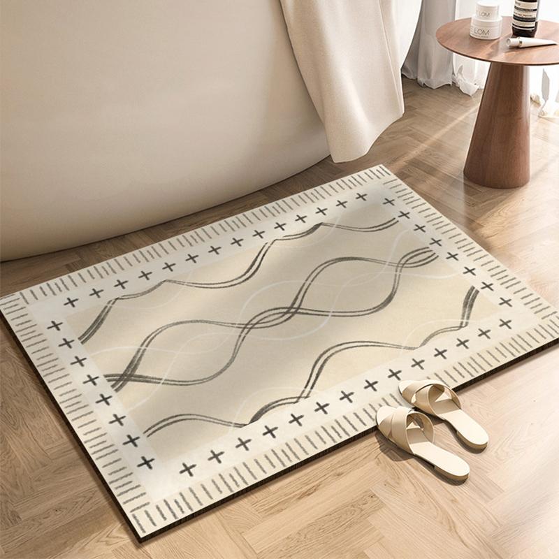 Ins Style Diotomite Bath Floor Mat Absorbent Bathroom Carpet Anti Slip Quick Dry Rugs Shower Toilet Pad Doormat Washable