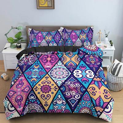 Mandala Bettbezug Set Böhmisches Bettwäscheset Weicher Bettdeckenbezug mit 1/2 Kissenbezügen Steppdeckenbezug Schlafzimmer King Queen Größen