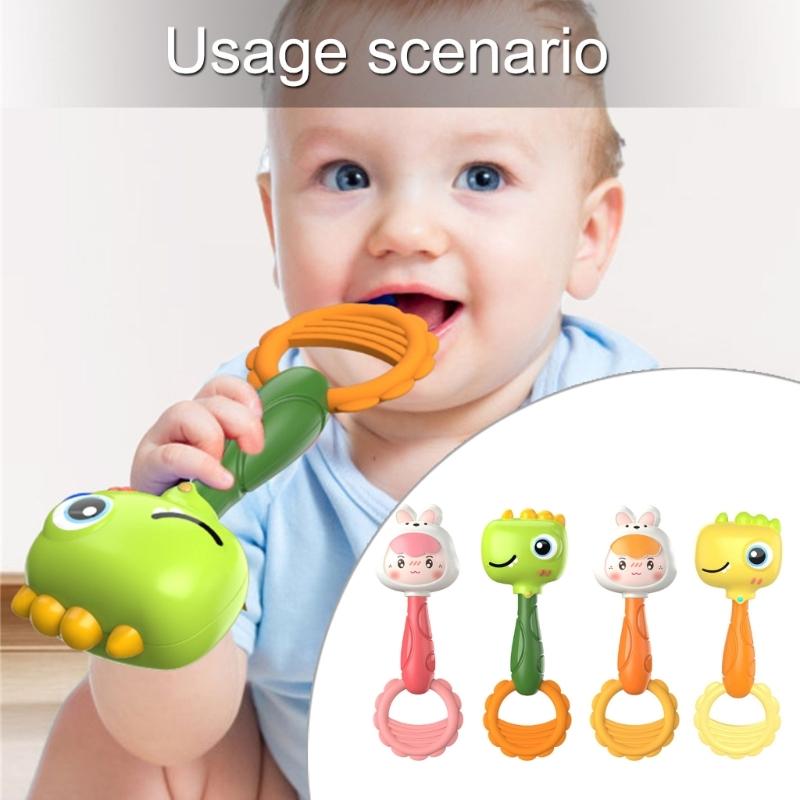Handheld Shaker Toy for Infant Cartoon Dinosaur Newborns Gift Fun Activity Baby Shaker for 0-12 Month Baby Grasp Toy