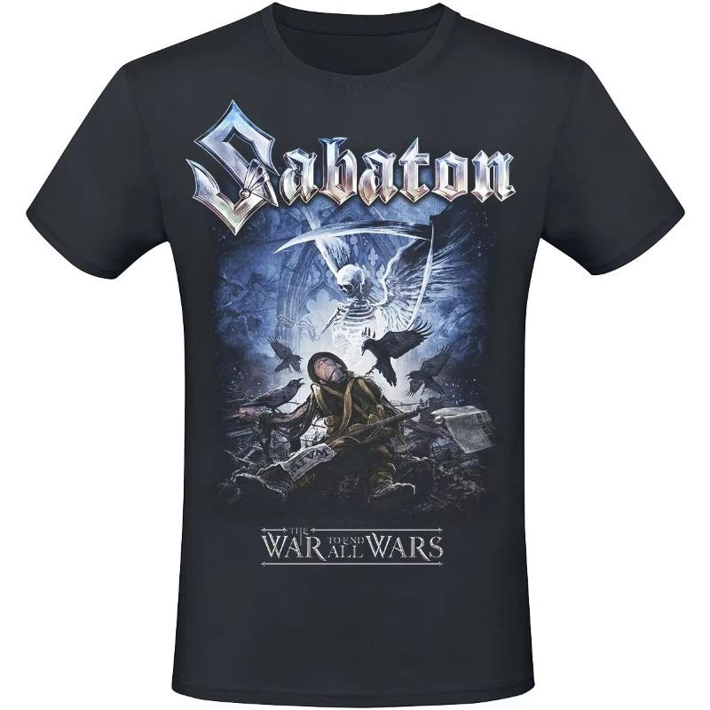

Sabaton Bands End All War Retro 3D Printed Tshirt for Men and Women Street American Short Sleeve Round Neck Mens Wear L