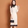 Lace Half Turtleneck Knitted Dress for Women Long-sleeved Solid-color Sweater Dress for Autumn and Winter Casual