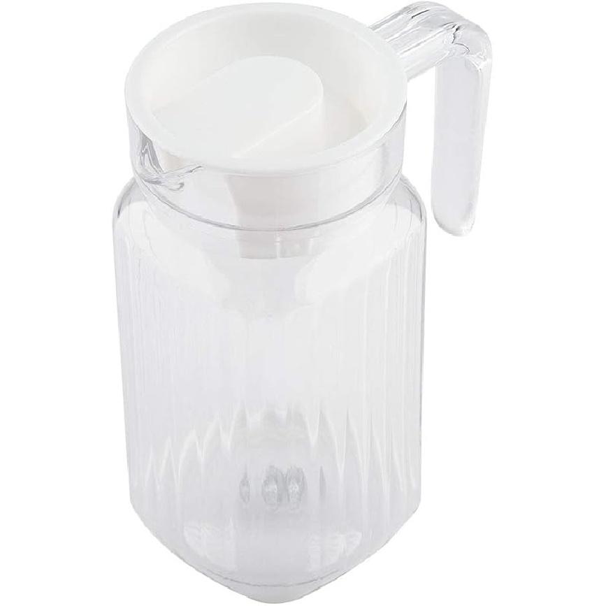 Tbest Acrylic Pitcher with Lid,Transparent Juice Jug Water Pitcher for Iced Tea,500ml Acrylic Transparent Bottle Striped Water Ice Cold Jug with Lid