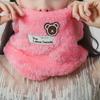 Cute Cartoon Bear Embroidery Thick Plush Scarf Cozy Warm Loop Infinity Scarf for Outdoors Elastic Windproof Fashion Accessory