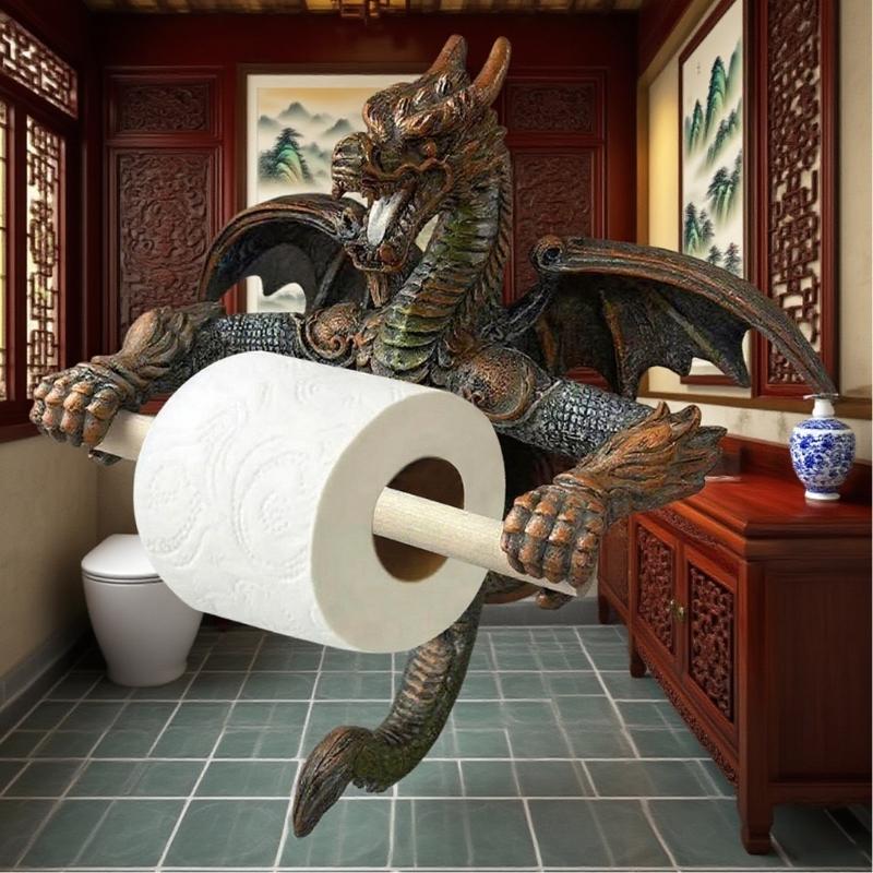 Unique Dragon Toilet Paper Roll Holder Bathroom Toilet Paper Stand Wall Mounted Tissue Roll Holder Storage Rack Shelf