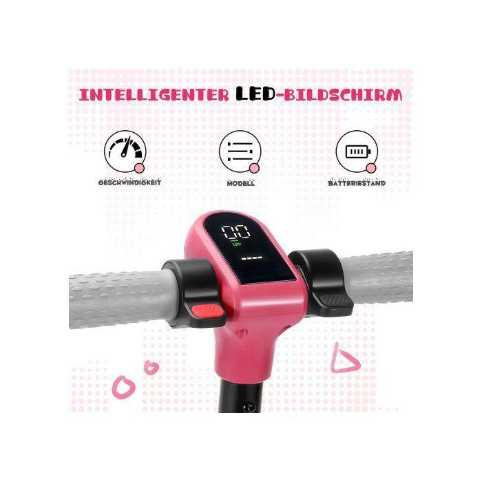 Elektrisk sparkcykel för barn - Leawin - Räckvidd 5 - 8 KM - Max 14 km/h - Bluetooth - Elektroniskt bromssystem - rosa