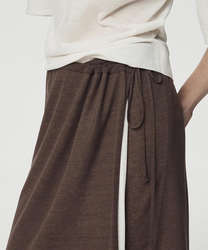 Umamung Fine Cotton Layered Wrap Skirt_Walnut