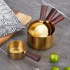 1Pcs Stainless Steel Sauce Cup Western Sauce Cup Steak Dressing Cup Wooden Handle Tomato Salad Dipping Saucer Kitchen Tool