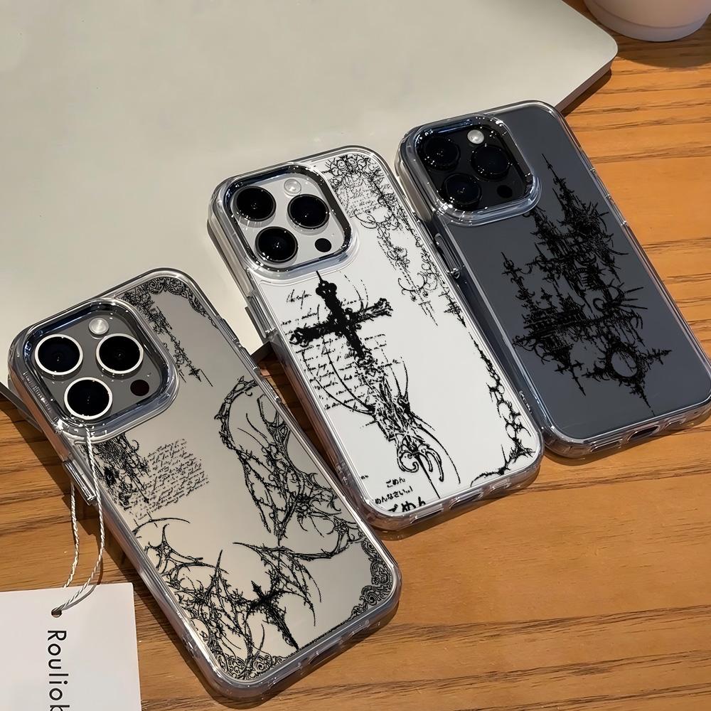 Black Retro Gothic Style Y2K Phone Case For Samsung Galaxy A56 A36 A26 A06 A55 A35 A16 A54 A34 A25 A24 A15 A14 A73 A53 A33 4G 5G