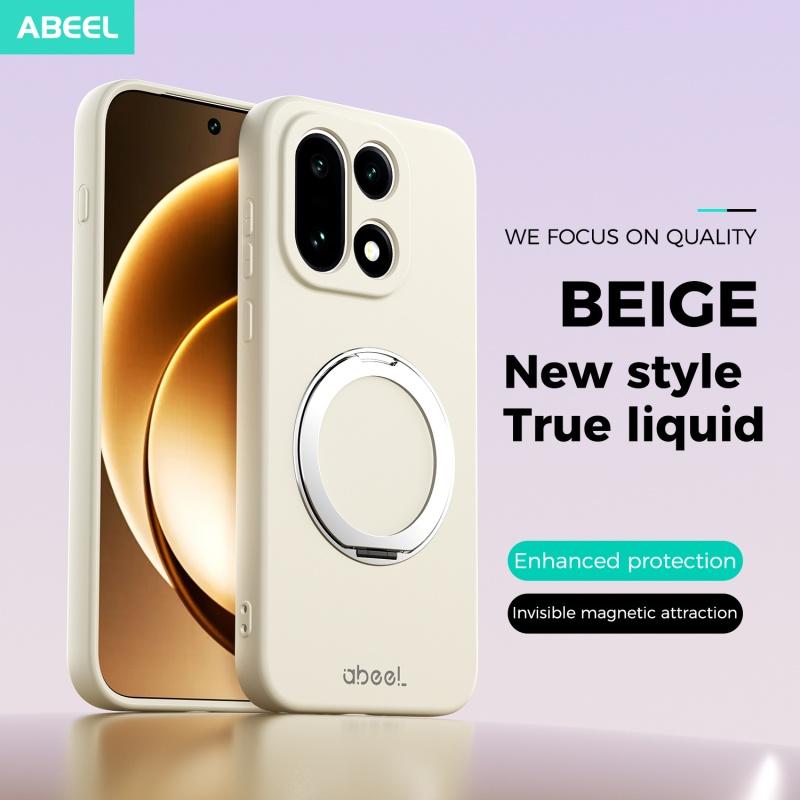 Liquid Silicone Invisible Magnetic Rotating Stand Case For OnePlus 1+ 15 Wireless Charging Soft Shockproof Case Cover