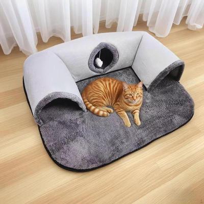 2'si 1 Arada Kedi Tüneli Yatağı Aktivite Merkezi İnteraktif Oyuncak İç Mekan Kedileri için Oyun Kulübesi