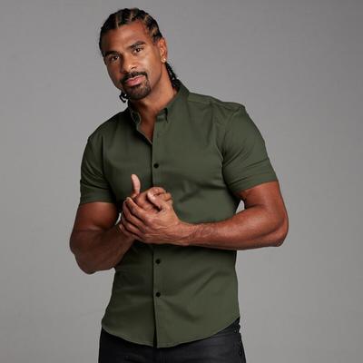 Sommer-Männer-Militär-Stil, schlankes Kurzarmhemd, Business-Casual, einfarbiges Oberteil, ausgereift und stabil, dünn, Alltagskleidung
