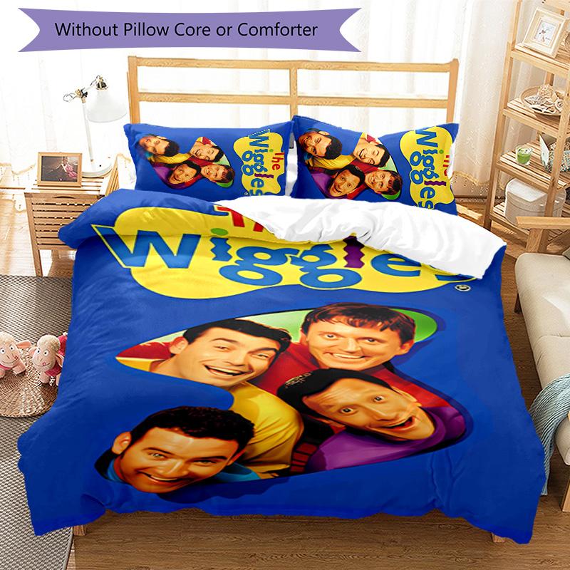 3pcs The Wiggles pattern bedding set duvet cover set includes duvet cover &pillowcases, perfect all season bedroom decoration & gift