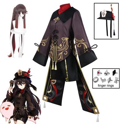 Hutao Cosplay-Spiel, Cosplay-Kostüm, Hu Tao, chinesischer Stil, Uniform, Perücken-Set, Halloween-Kostüm, Kleidung für Damen