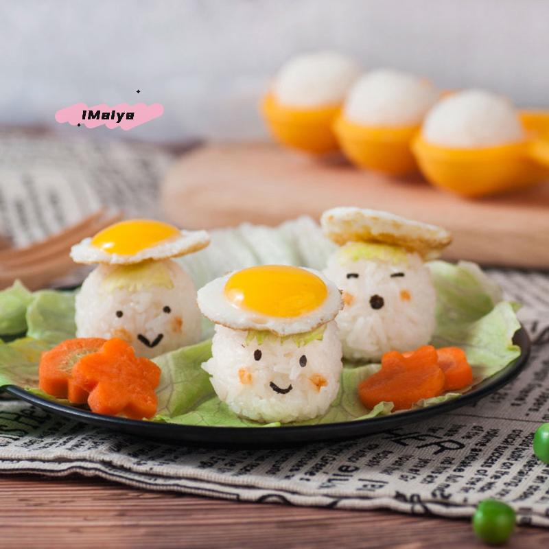 M-2 Stück/Set Kinder DIY Reisbällchen-Shaker-Set Mittagessen-Hersteller Onigiri-Form Sushi Bento-Form Küchen-Sushi-Werkzeuge Zubehör