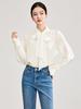 Elegant French Romantic Floral Tencel Blouse with Flowing Collar - Women's Spring Style