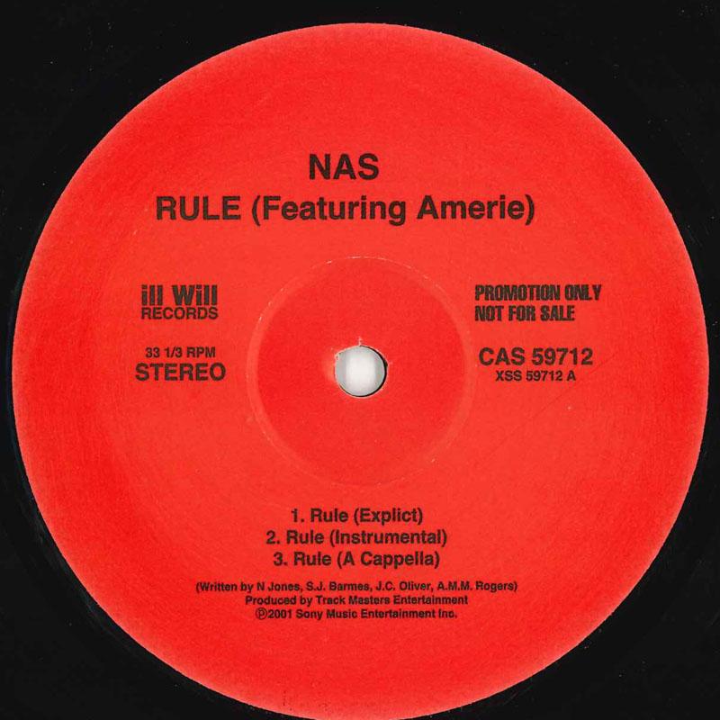 12inch Record NAS - Rule CAS59712 COLUMBIA 2001 US Rap & Hip-Hop/R&B Used