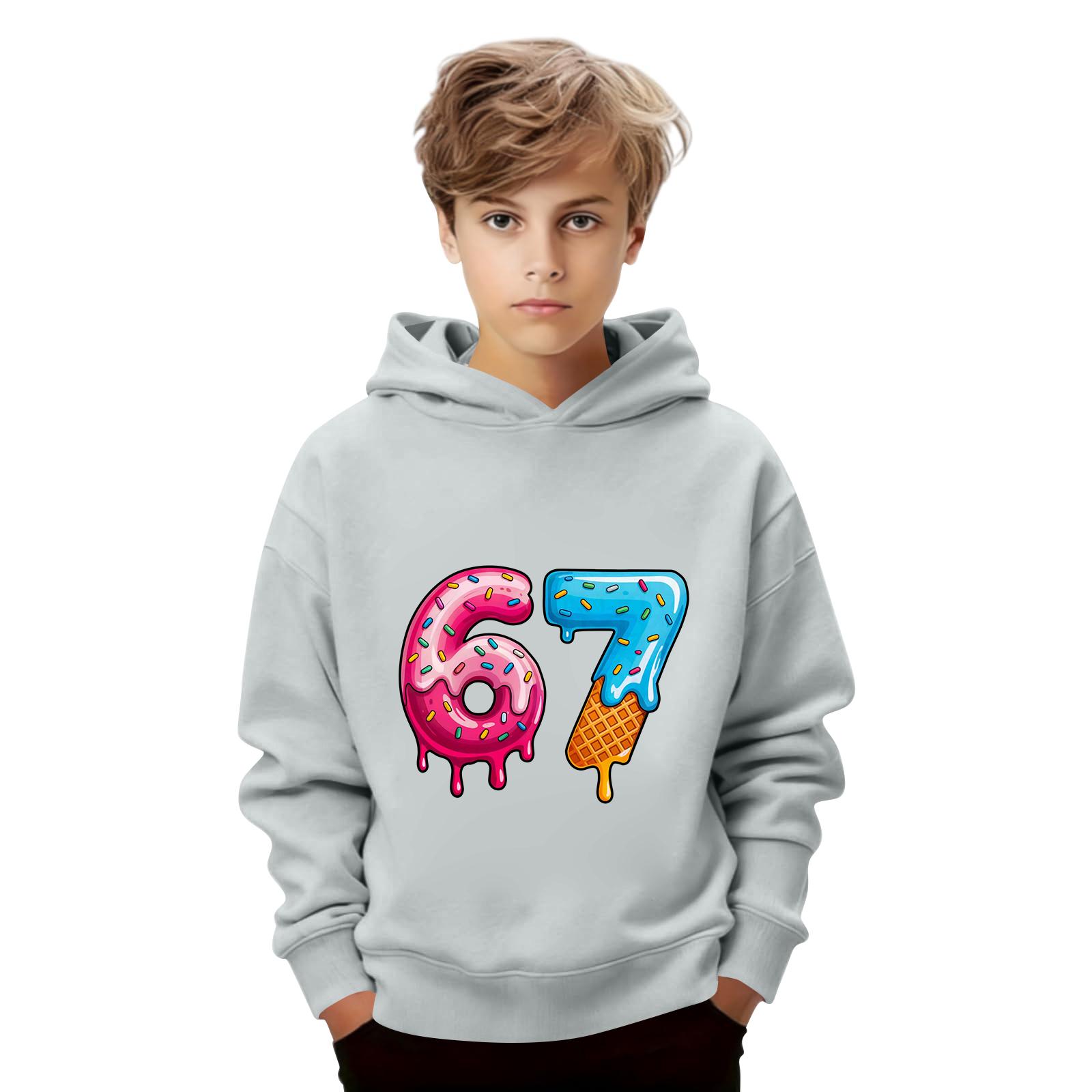 

Kids Pullover Hoodie Long Sleeve Loose Fit Sweatshirt with Number Print Casual Lightweight Top for Boys and Girls Suitable for Daily Wear 160