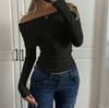 Spring One Shoulder Versatile Women's Fashionable Slim Fit Long Sleeved Top