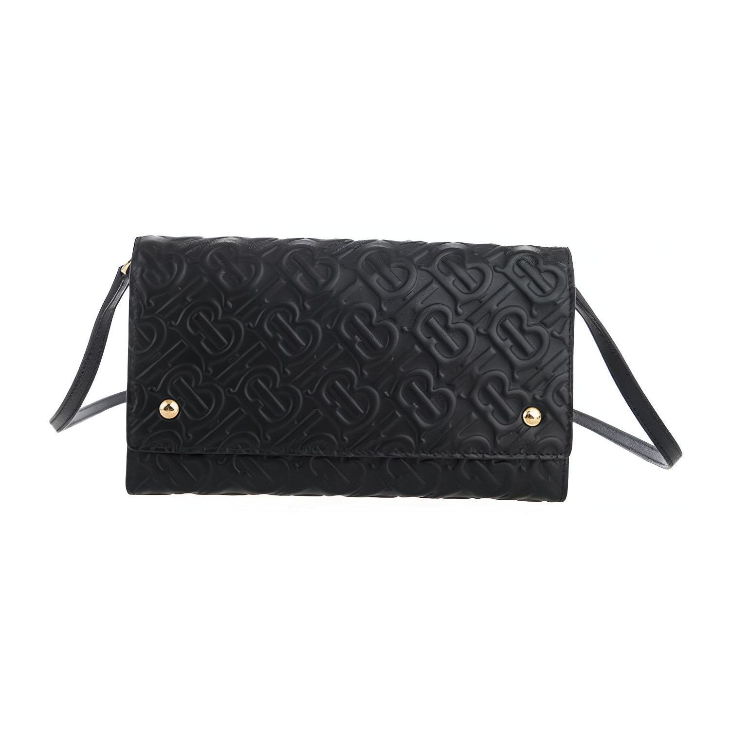 

Burberry Monogram Embossed Leather Mini Shoulder Bag With Detachable Strap Women Shoulder Bag Black 8010480 Gift Set(Basic Set+Box+Shopping Bag)