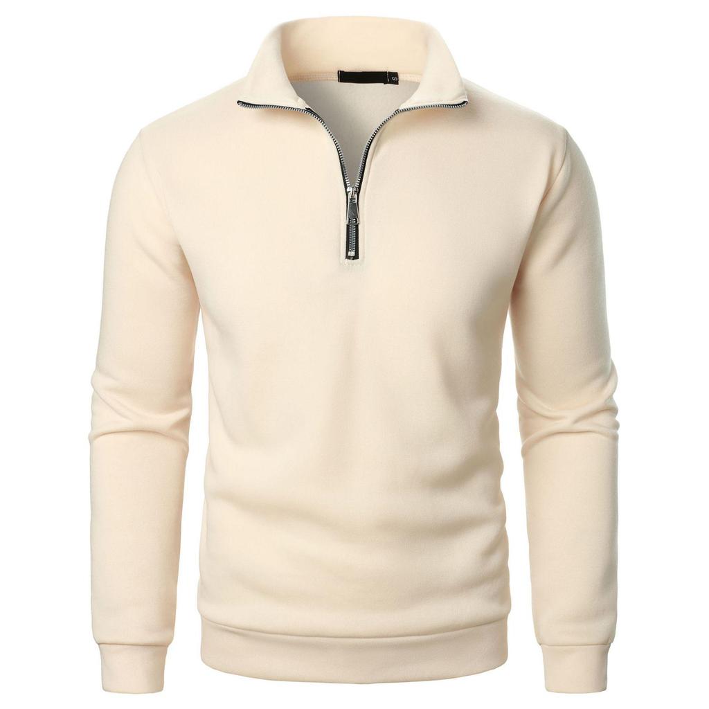 Men's Solid Color Stand Collar Casual Pullover Sweatshirt