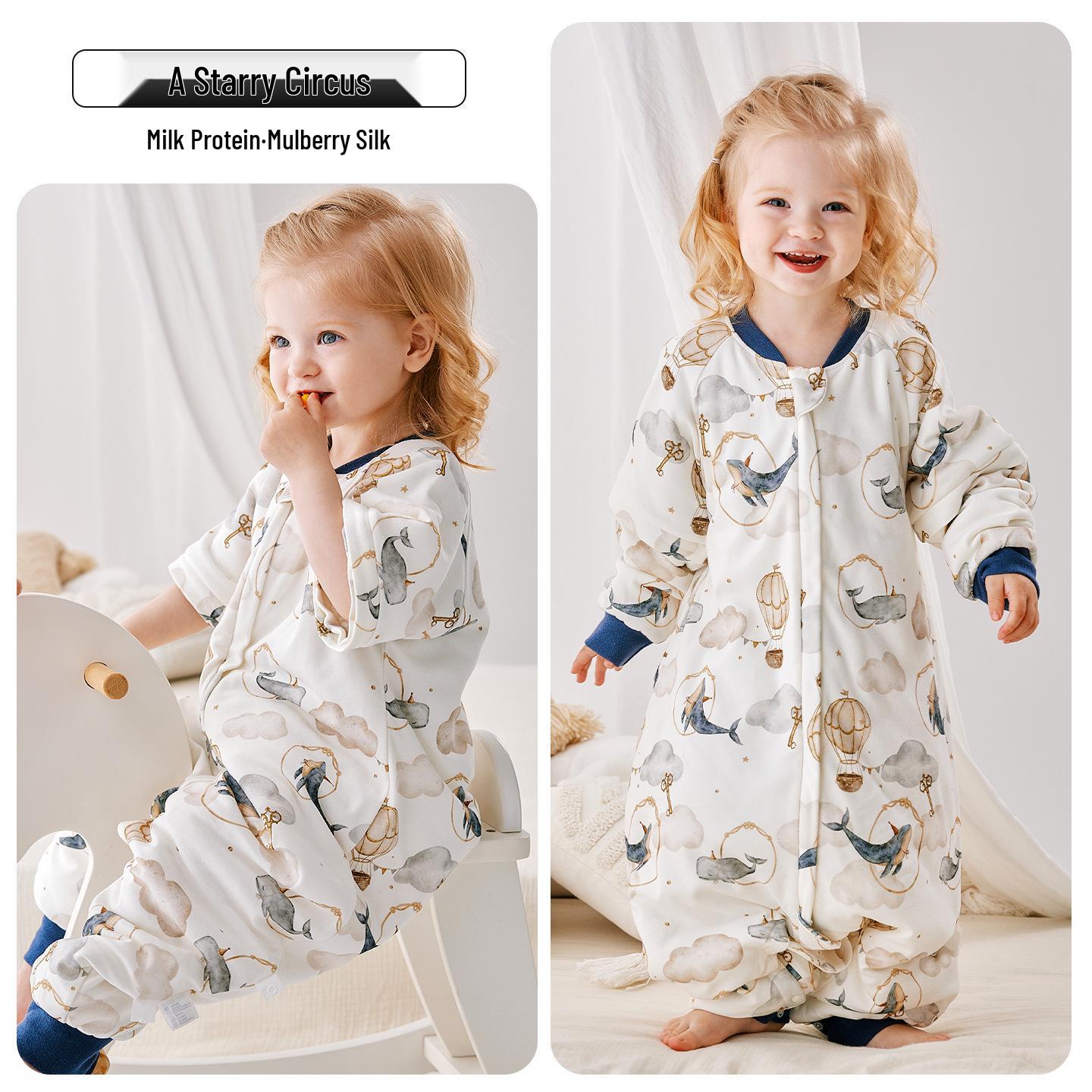 

200g Thickened Baby Sleeping Bag with Detachable Sleeves, Split Leg Design & Constant Temperature Control for Autumn/Winter 80cm (Age 6-18 months)