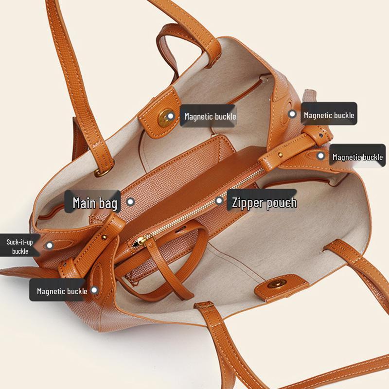 2024 Nový styl Dámská kožená taška tote - Velká kapacita, Lehký luxus, Všestranný design