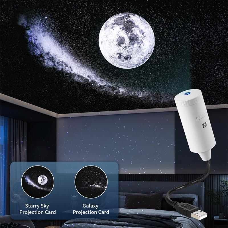 USB Starry Sky Projector Lamp Atmosphere Light Plug and Play Romantic Star River Night Light Bedroom/Car Top Projection Light
