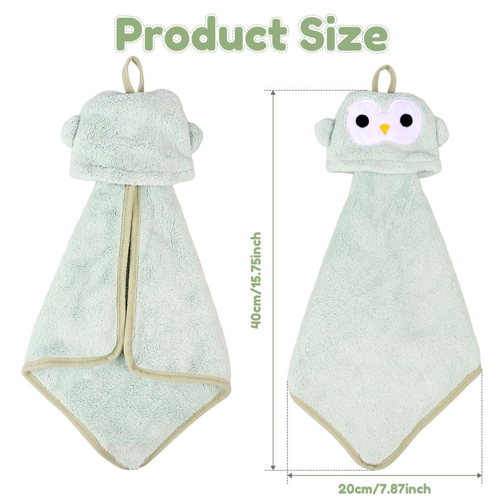 Coral Fleece Hand Towel Cute Cartoon Animal Fingertip Towel Hanging Towel For Household Kitchen Bathroom Wiping Hands