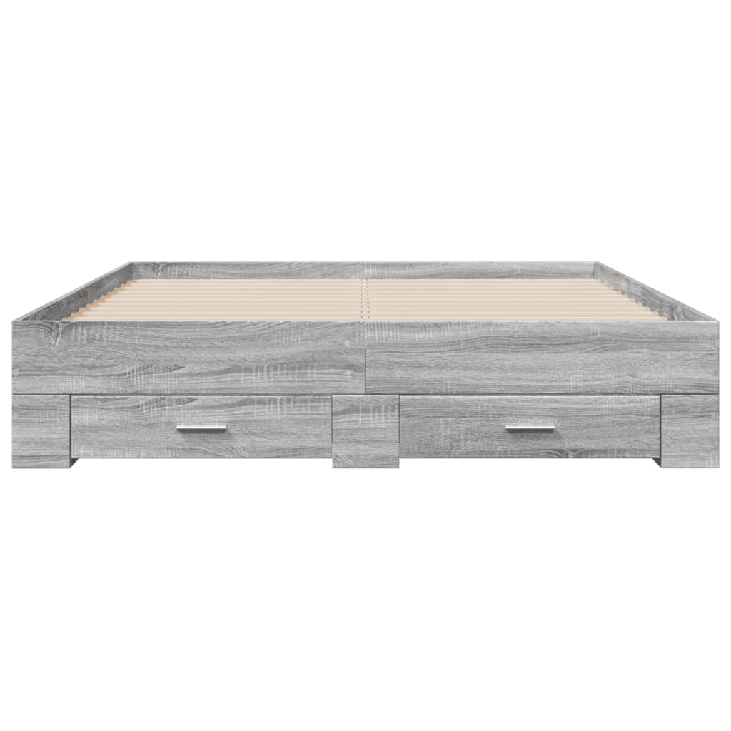 Grey Sonoma Bed Frame with Drawers 140x200 cm Engineered Wood