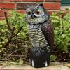 Realistic Fake Owl Decoy with Rotating Head - Black & Yellow Striped Bird Deterrent Sculpture for Garden, Yard, and Outdoor Use, Garden Bird Deterrent