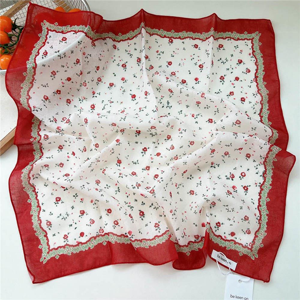 55*55cm Cotton Linen Square Scarf Women soft Neck Tie Female neckerchife Summer Sunscreen Hair Bandanas Female Foulard Hijab