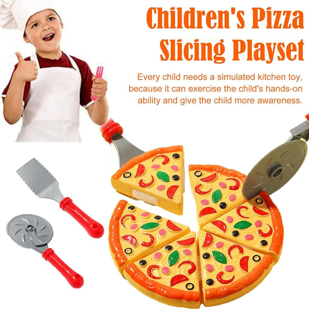 Pizza Party Toy Play Set For Kids Pizza Pie Pretend Play Food Slice And Serve Plastic Kitchen Play Accessories Interactive Game