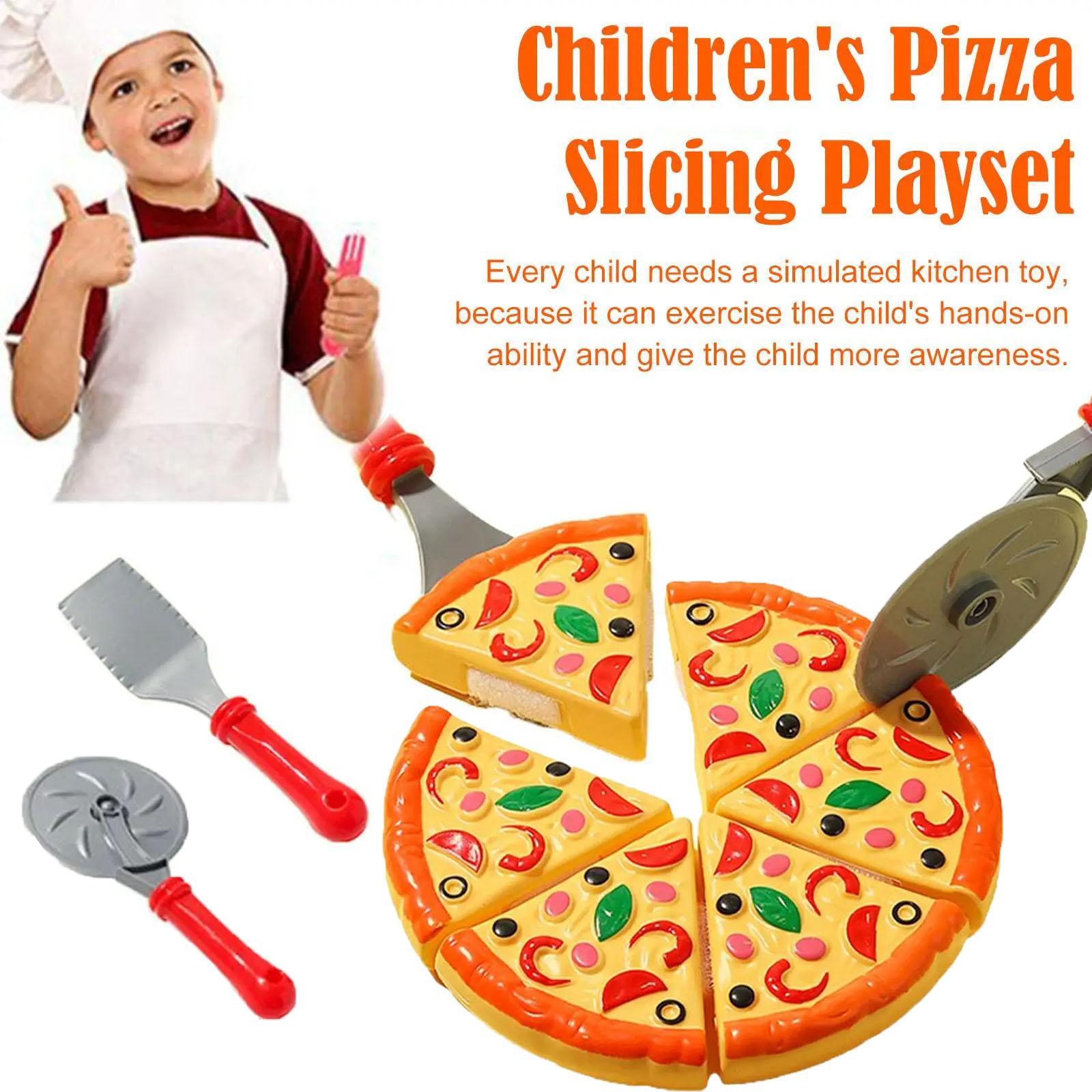 Bai Fen Bai Toys Kids Childrens Pizza Party Toy Play Playset For Pizza Pie Pretend Play Food Slice And Serve Plastic Kitchen Play Accessories Interactive Game