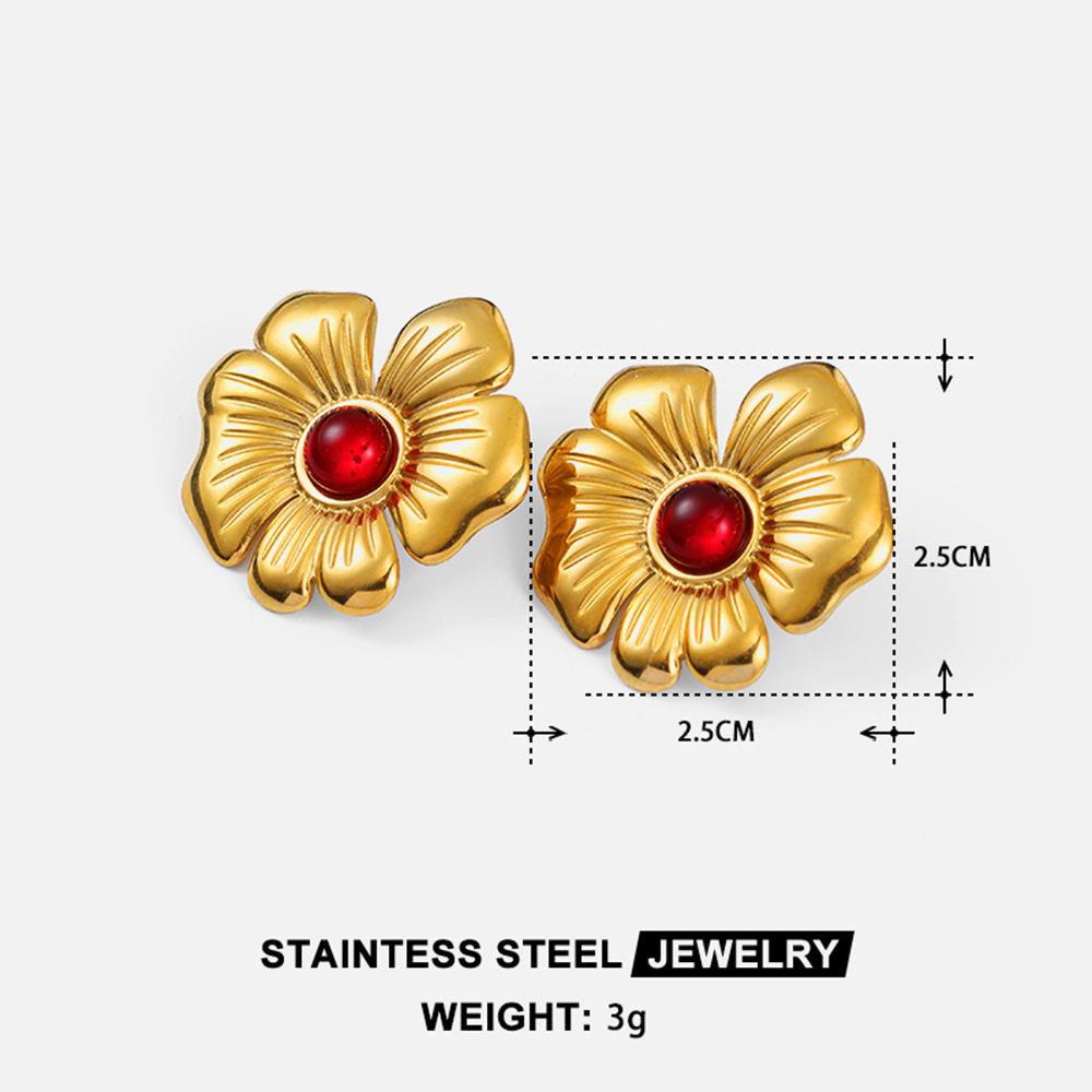 

Digadagu Metal Resin Flower Geometric Stud Earrings New Women s Stainless Steel Luxury Earrings Daily Zircon Accessories красный