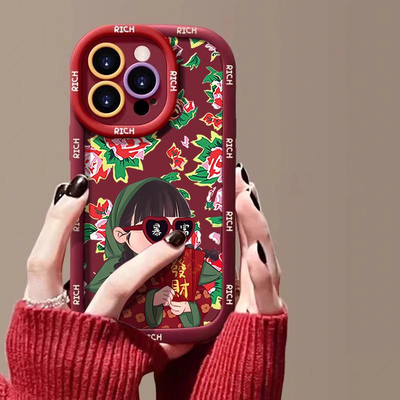A Wealthy Girl Is Suitable for IPhone 16 Apple Phone Case 15 Anti-fall 14plus 13 Puff 12mini Protective Case