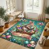 Easter Bunny Theme Crystal Velvet Rug Personalized Custom Name Text Soft Floor Mat Home Decor