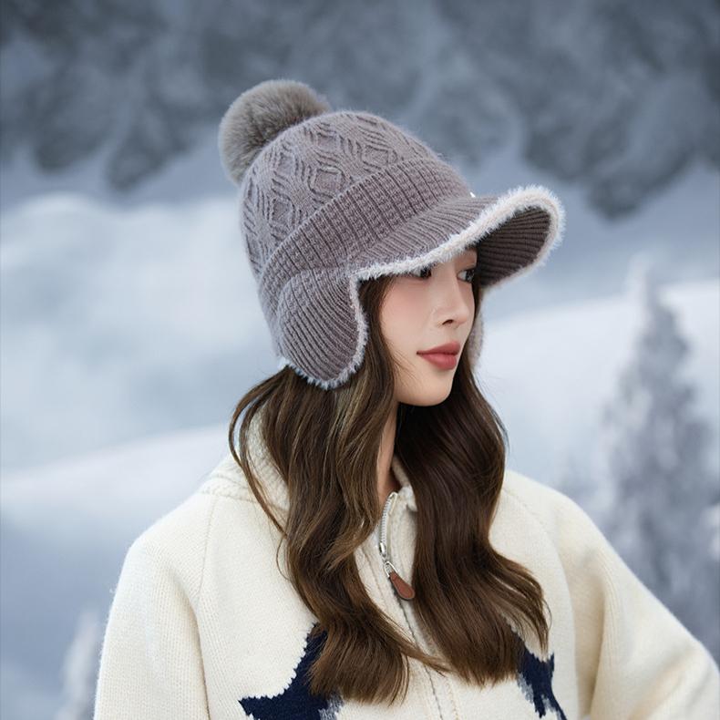 Autumn and Winter Velvet Warm Cap Casual Windproof Ear Protection Hat Outdoor Cold Proof Wool Hat New