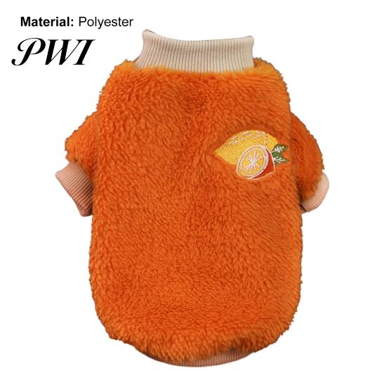 Elastic Pet Clothes Cartoon Fruit Embroidery Pattern Keep Warmth Close Fitting Good Elasticity Dogs Sweater for Winter Two-leg