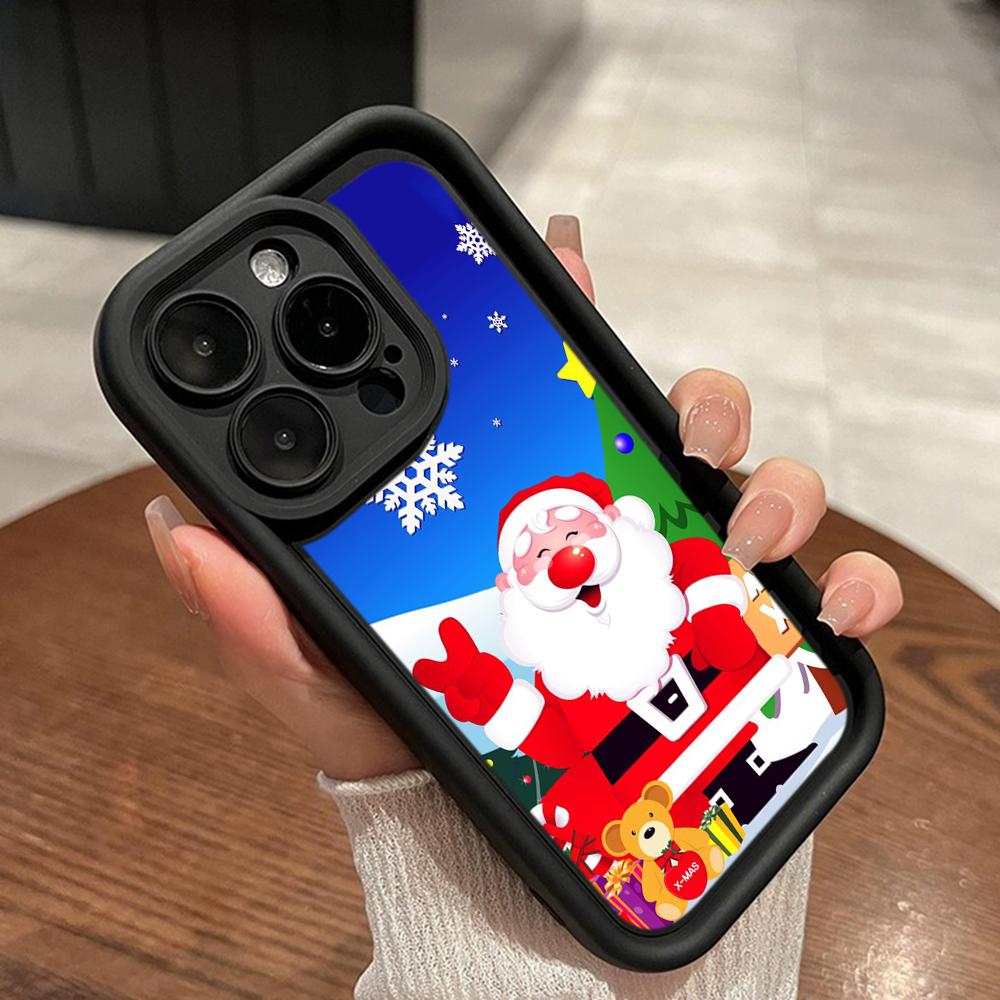 Ae109 Happy New Year Merry Christmas art Phone Cases for iPhone 16 14 13 11 Pro Max 15 7 8 6s Plus 12 mini XR XS Max Angel Eye Ladder Protective Cover