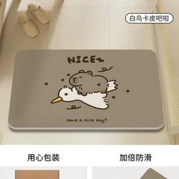 Cartoon hard diatom mud floor mat bathroom suction board non-slip quick-drying mat toilet door toilet floor mat foot mat