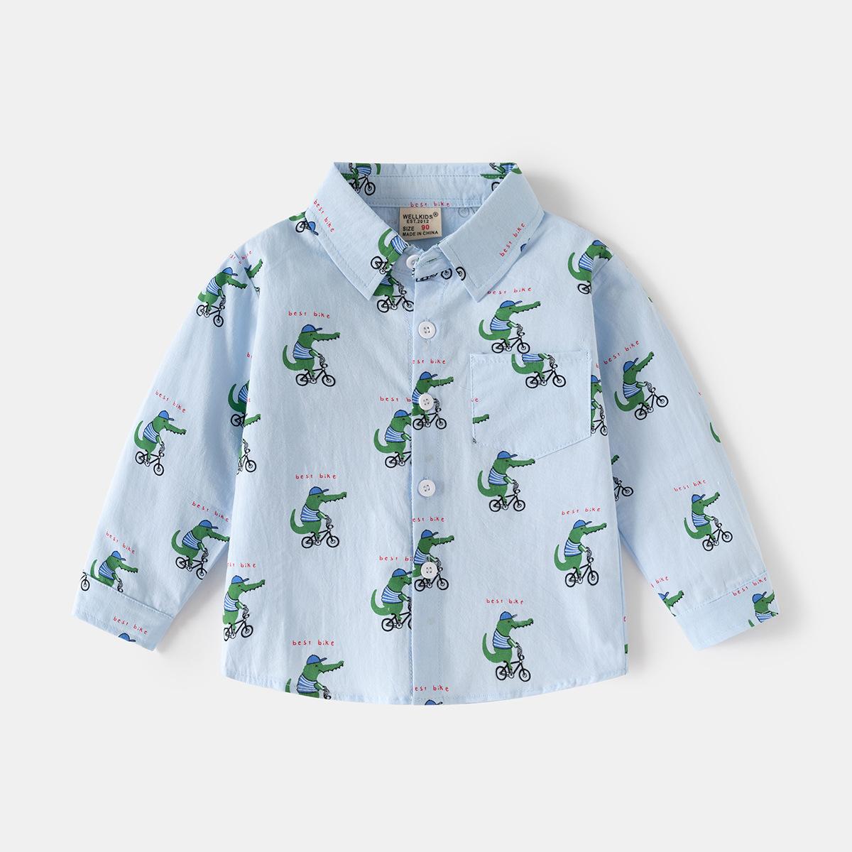 

Boys cotton shirt 2025 spring and autumn new children s cute printed shirt Korean version of children s long-sleeved top tide 130cm
